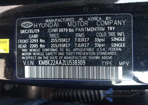 2020 Hyundai Kona Sel from USA, damaged, VIN KM8K22AA2LU538309